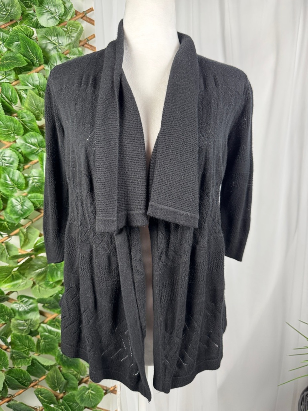 White House Black Market Black Open Drape Cardigan